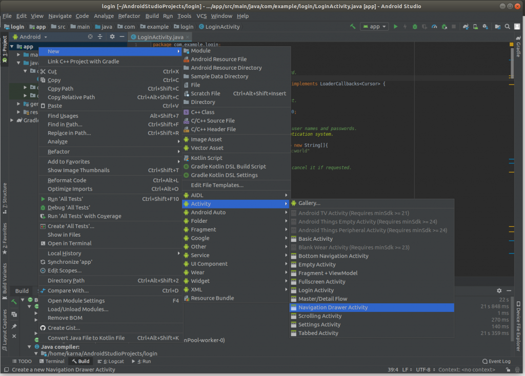 Add another activity in Existing activity on Android Studio. - PHEONIX  SOLUTIONS