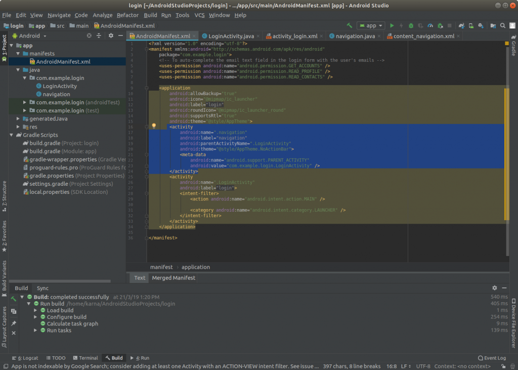 Add another activity in Existing activity on Android Studio. - PHEONIX  SOLUTIONS